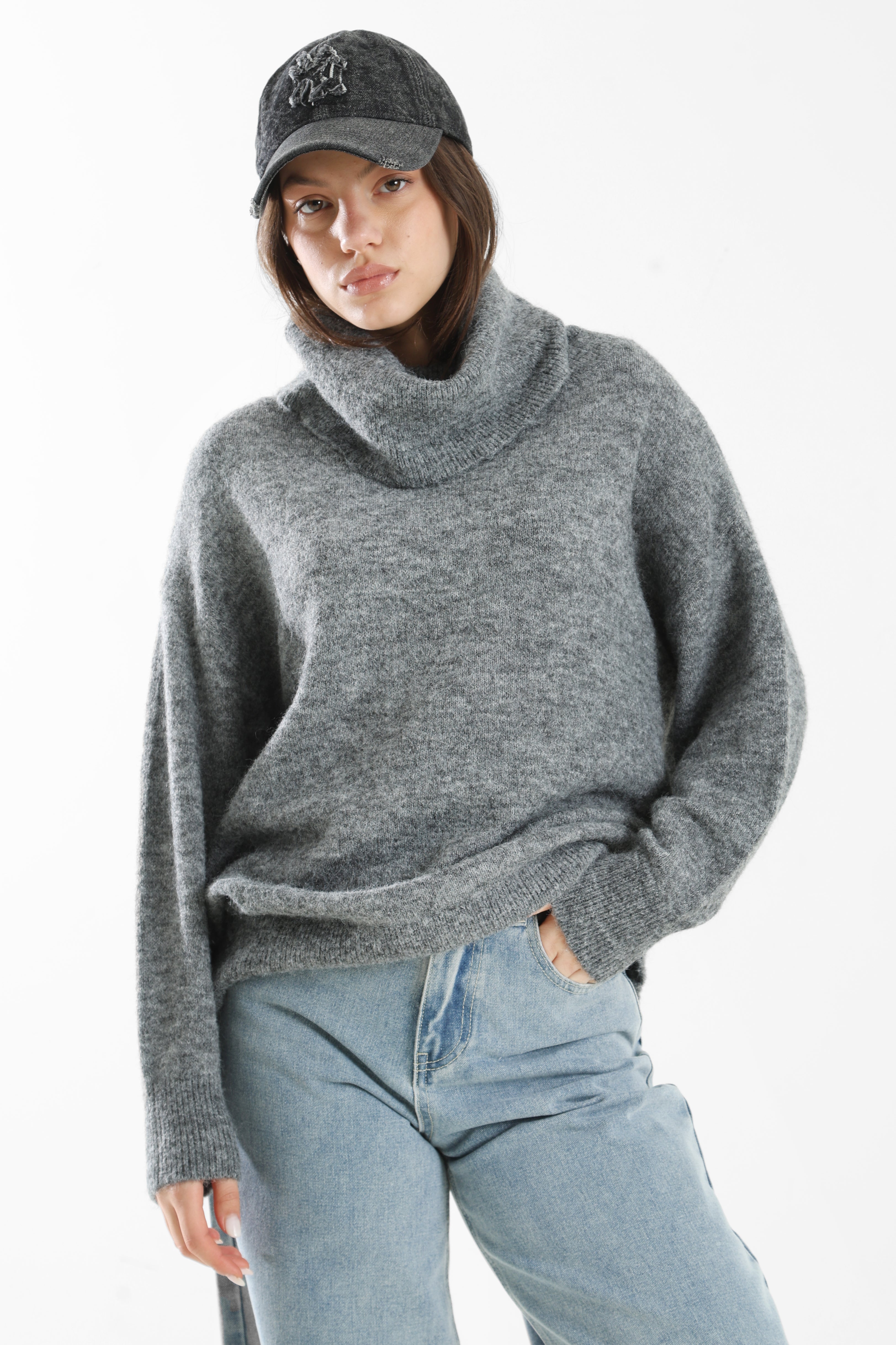 ONLAZU - Maglione lavorato a maglia - Grigio scuro melange