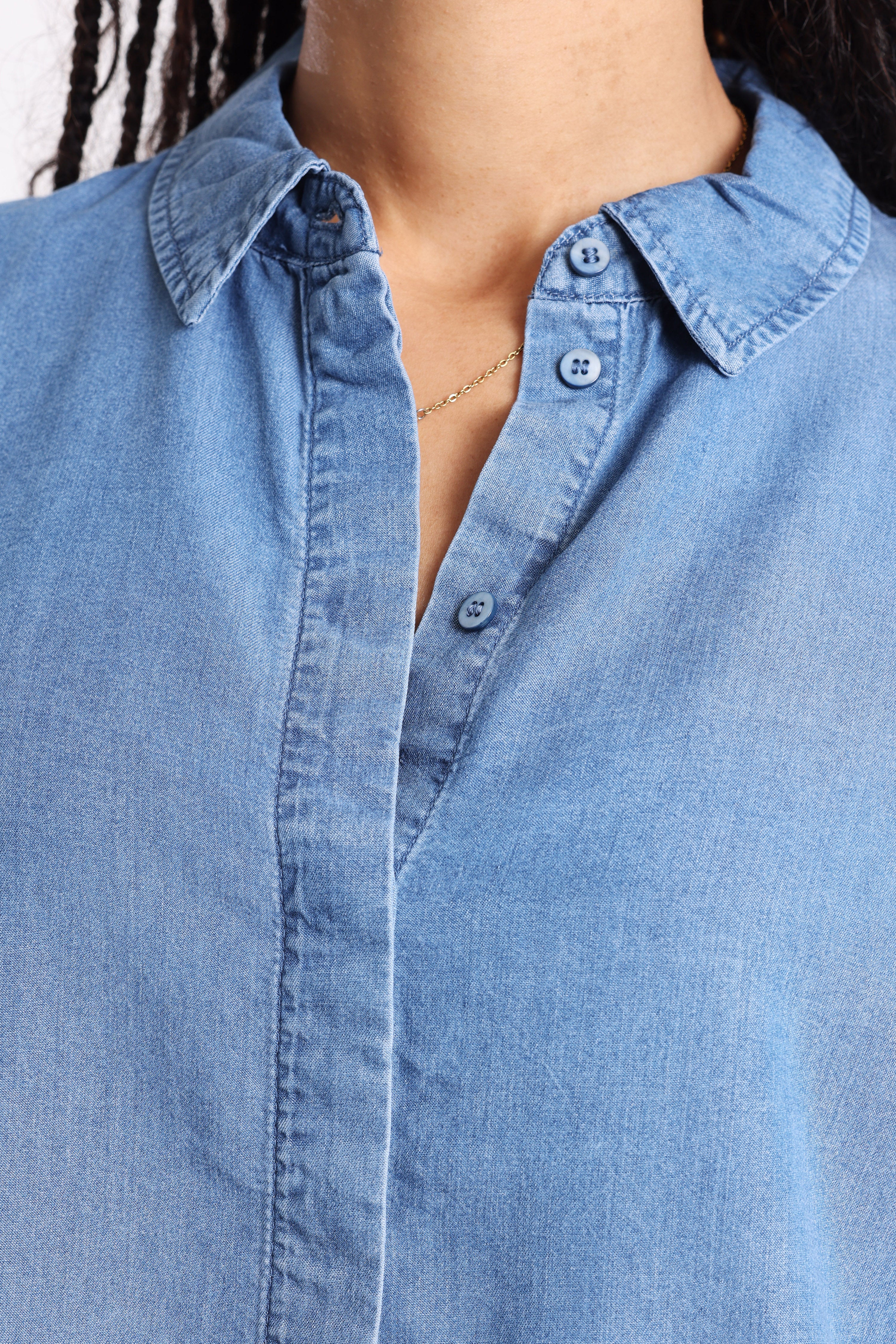 ONLCHARIS Crop Hemd - Medium Blue Denim