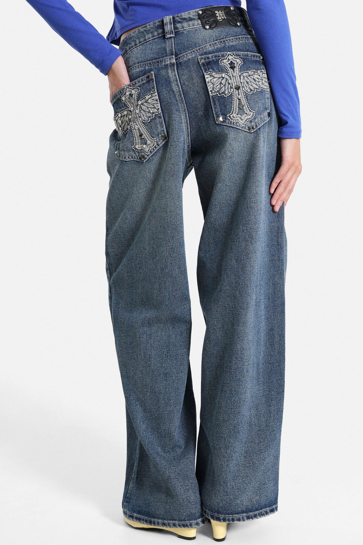 Baggy Straight Leg Jeans - Dunkelblau