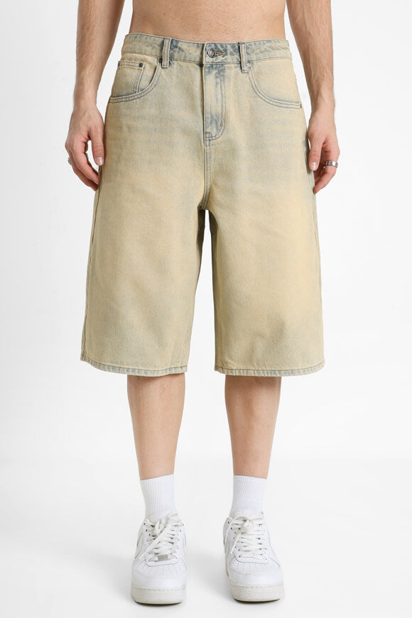 Jeansshorts - Beige + Blau