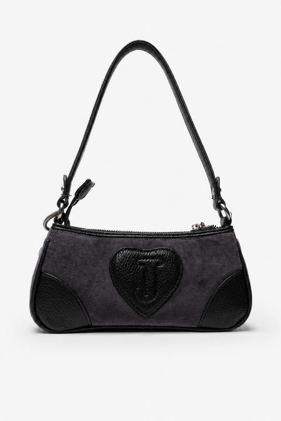 Mini sac à main et à bandoulière en velours - Dark Grey + Black