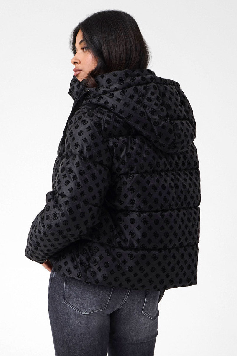 Crop Puffer Bomberjacke - Jet Black