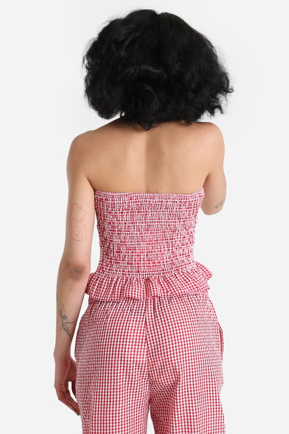 Crop top a fascia in seersucker - rosso + bianco