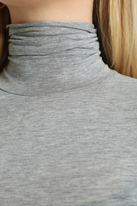 Shirt à col roulé manches longues - Gris chiné