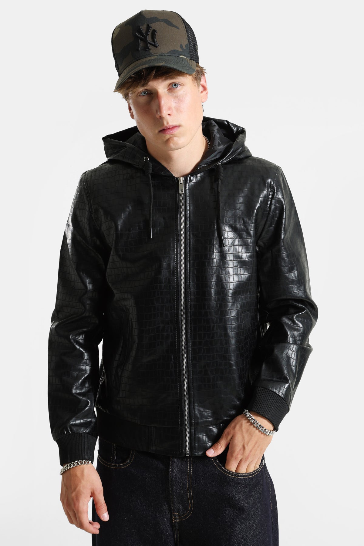 Bomber Kunstlederjacke
