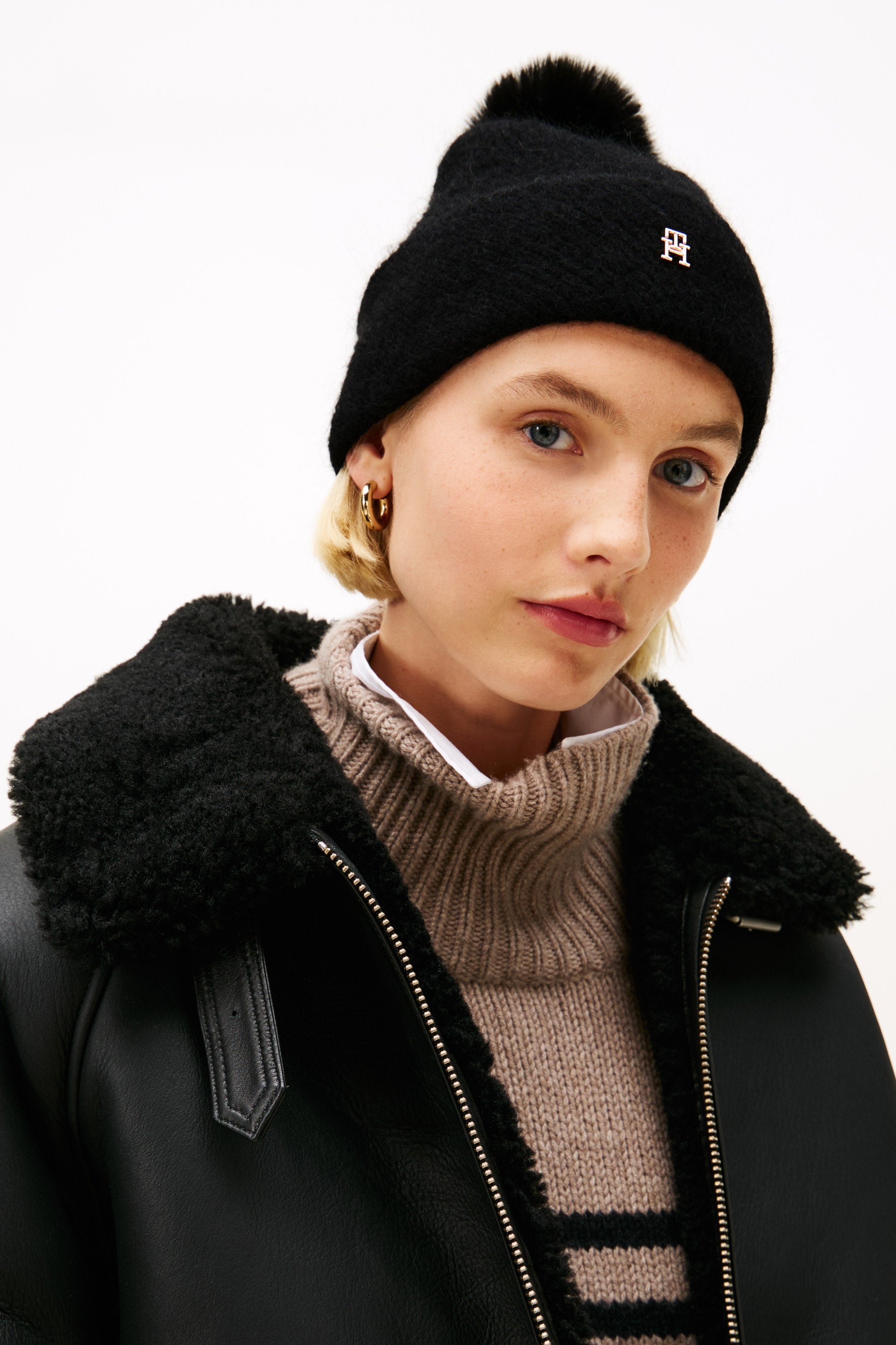 Bonnet à pompon - Black