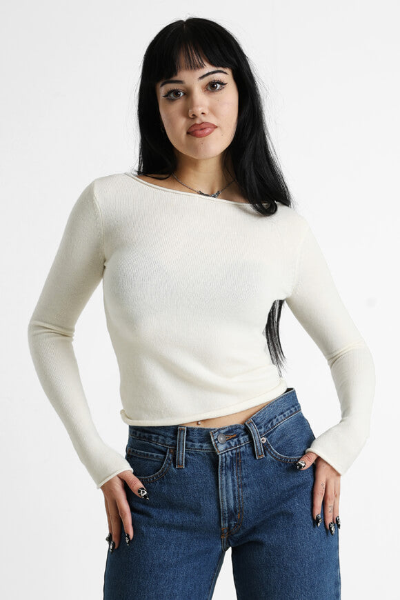 Crop Strickpullover - Offwhite