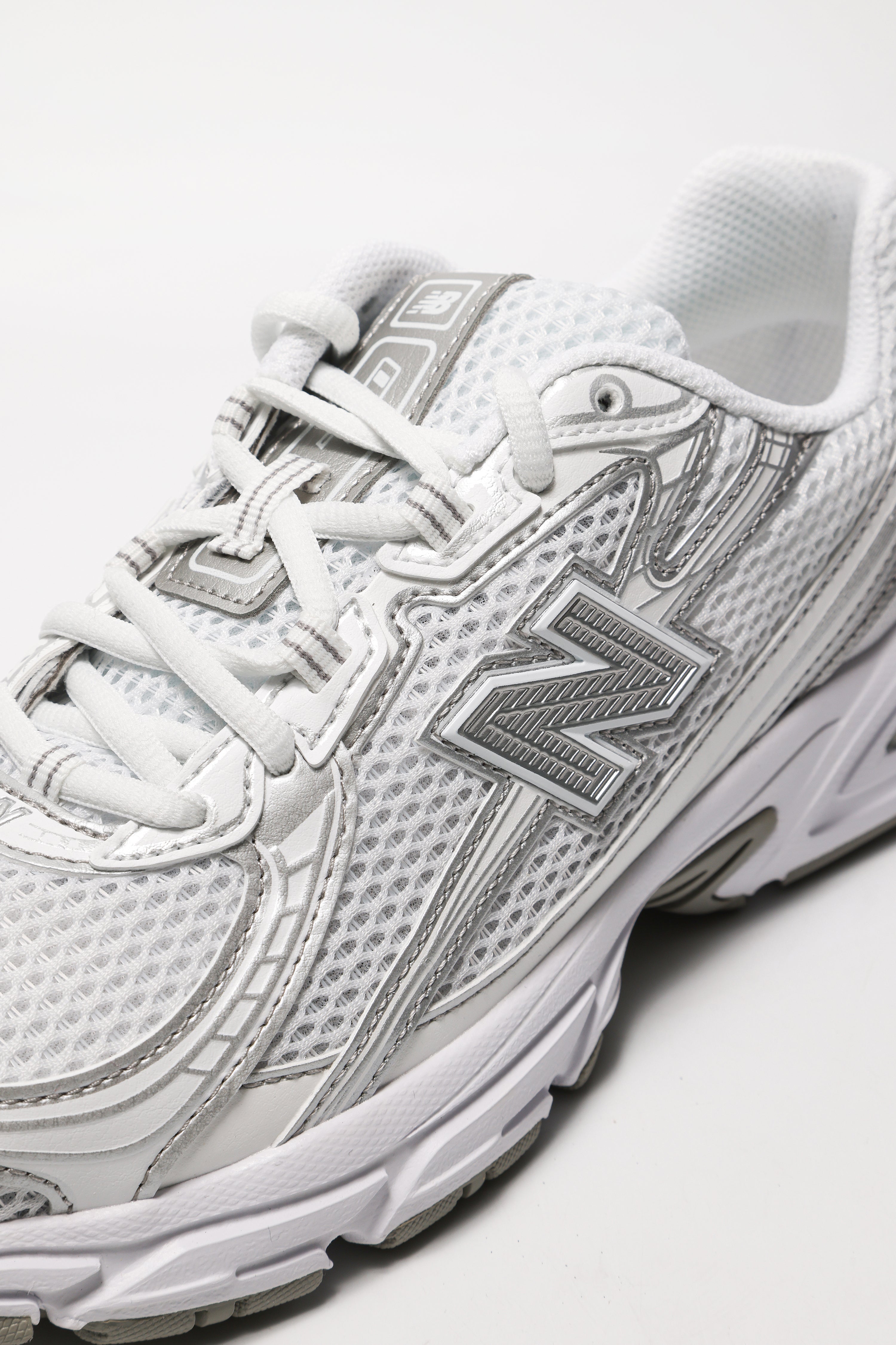 U 740 Core Sneaker - White + Metallic Silver