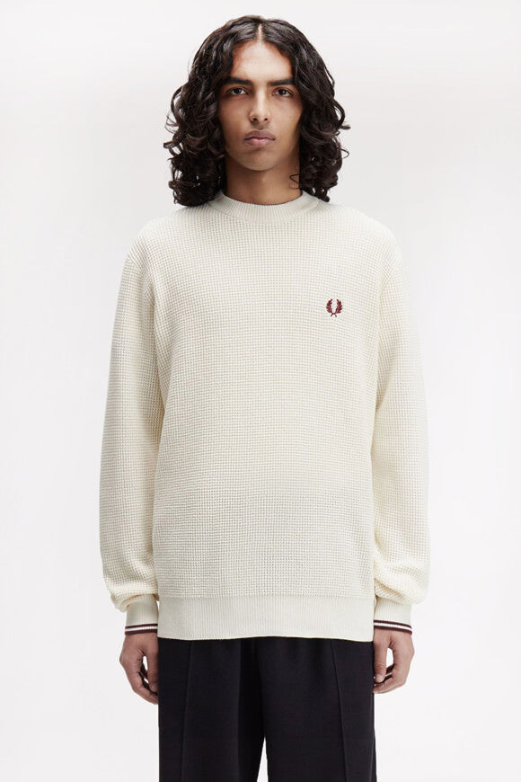 Strickpullover aus Waffelstoff - Offwhite