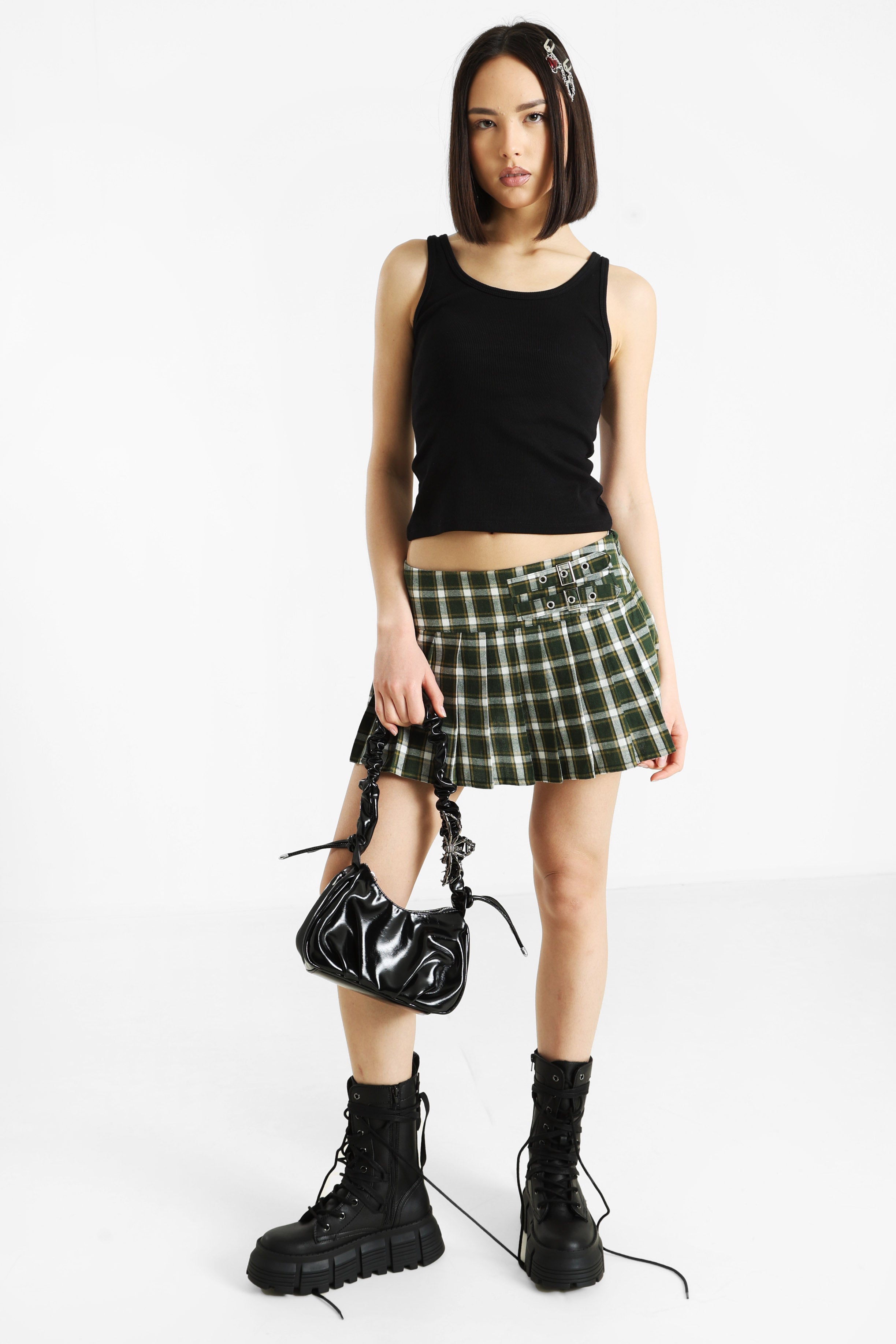 Minirock mit Innenshorts - Grün + Weiss