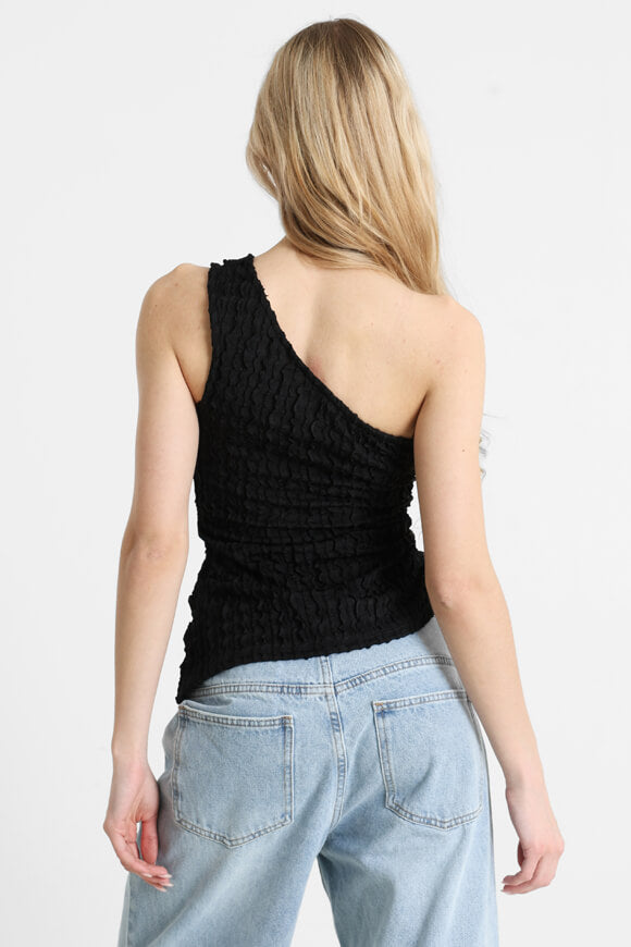 Structured one-shoulder top - black