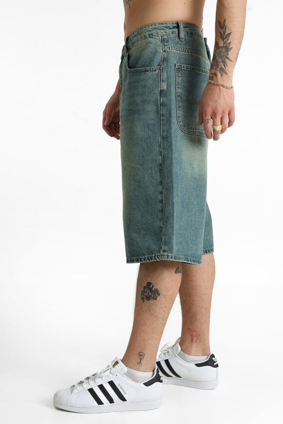 Jeansshorts - Blau + Grün