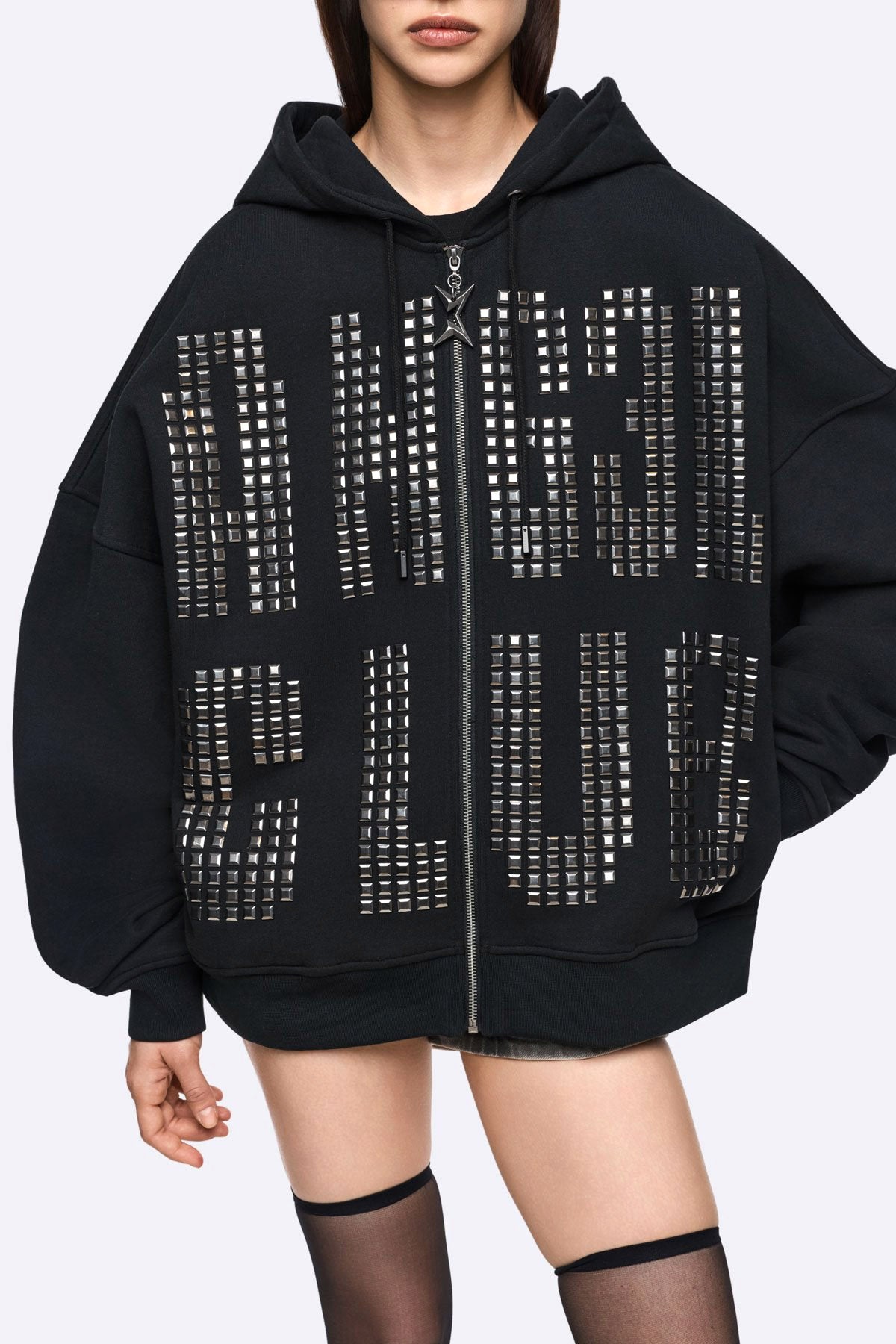 Angel Club Oversize Kapuzensweatjacke - Black