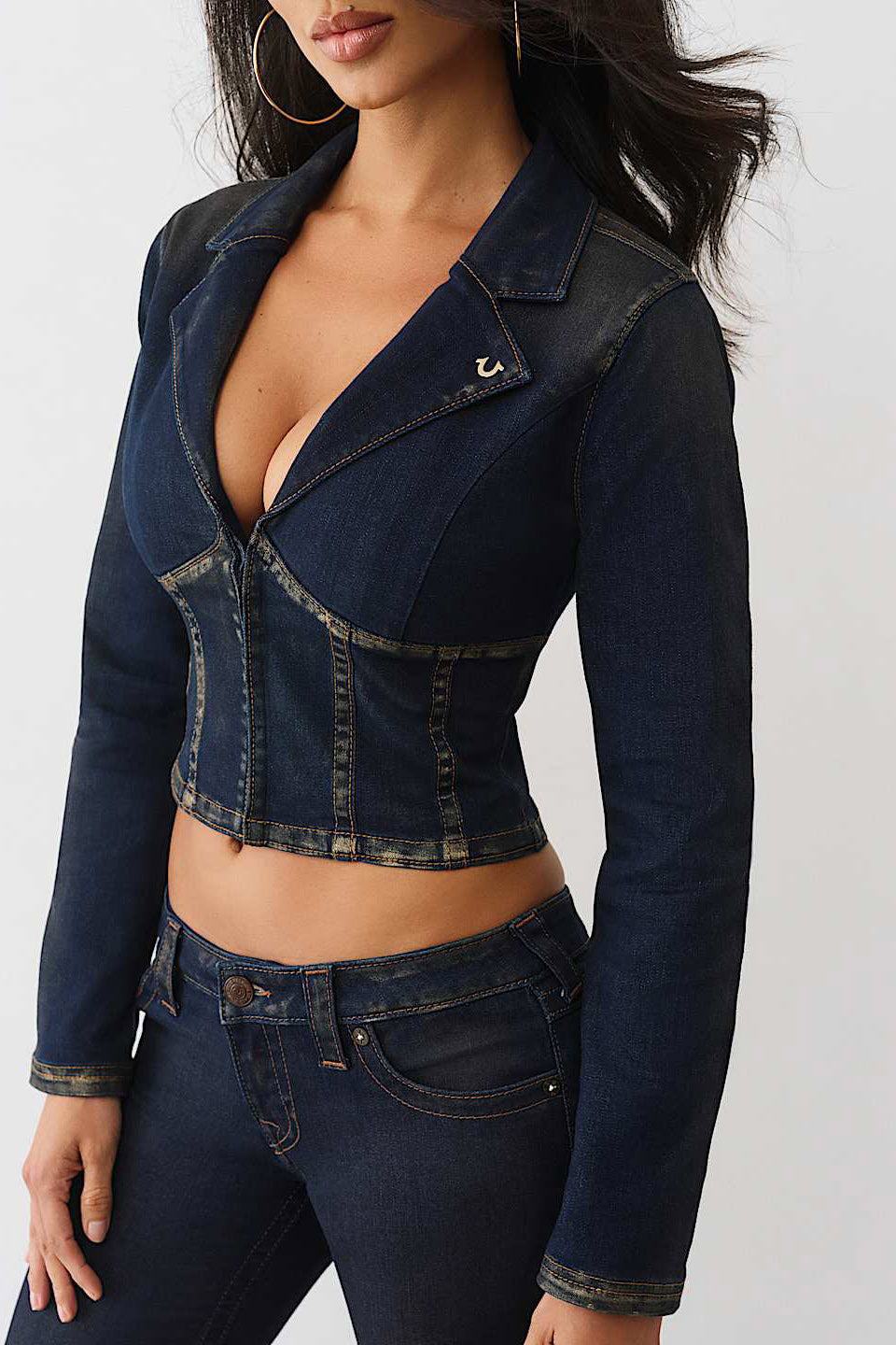 Crop Jeansjacke - Denim Dark Wash