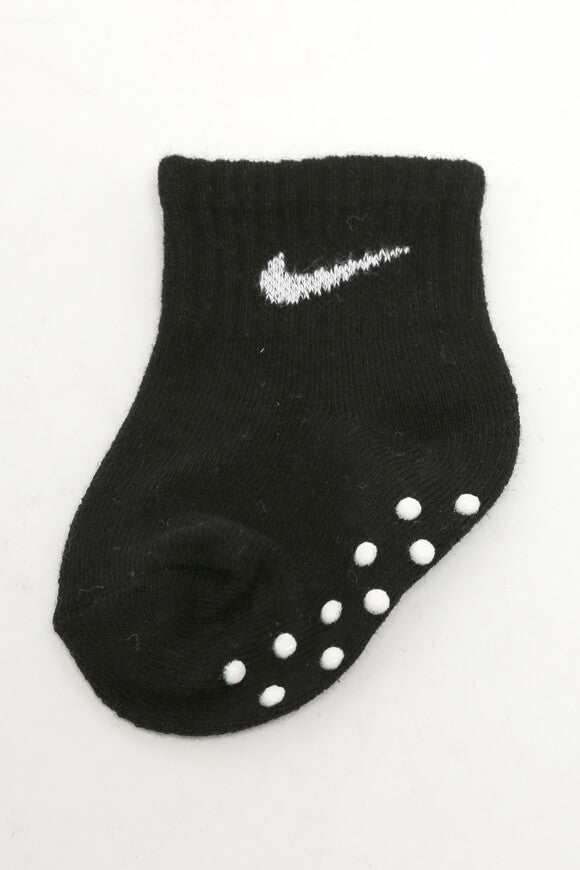 Three-pack of non-slip baby socks - mottled gray + white + black