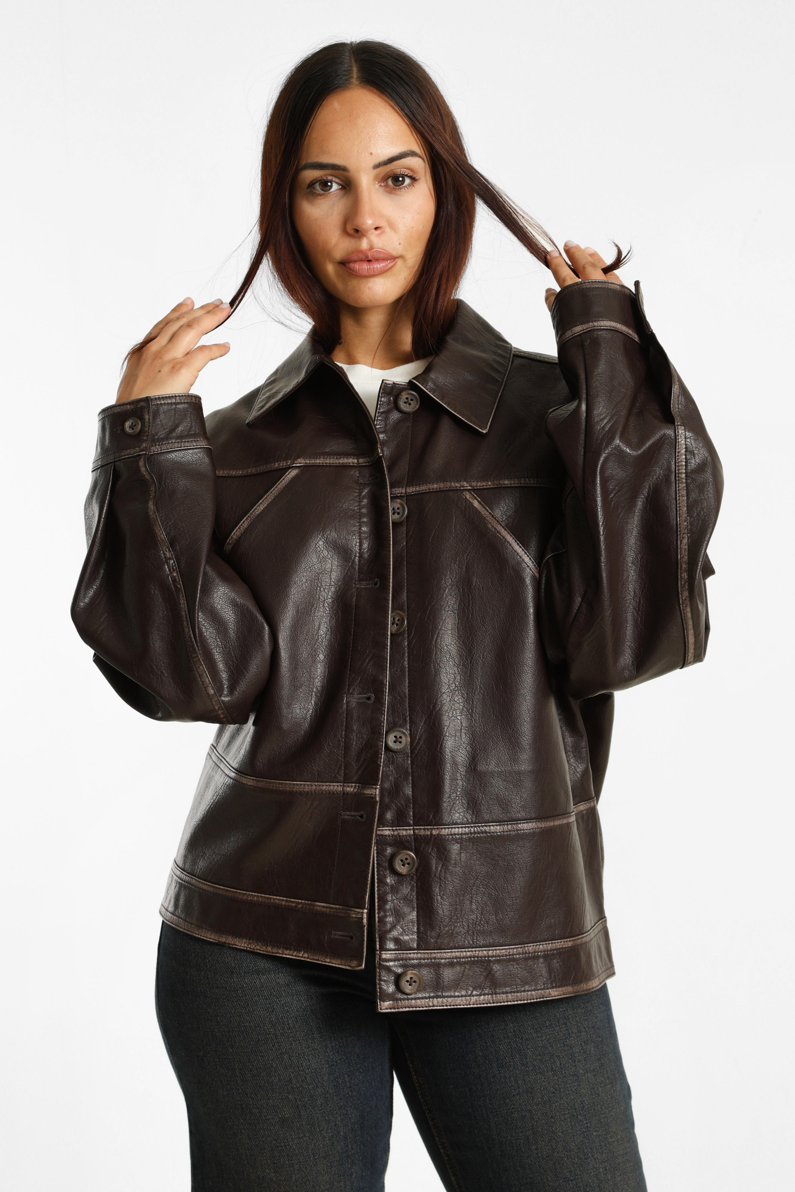 Kunstlederjacke - Chocco Brown