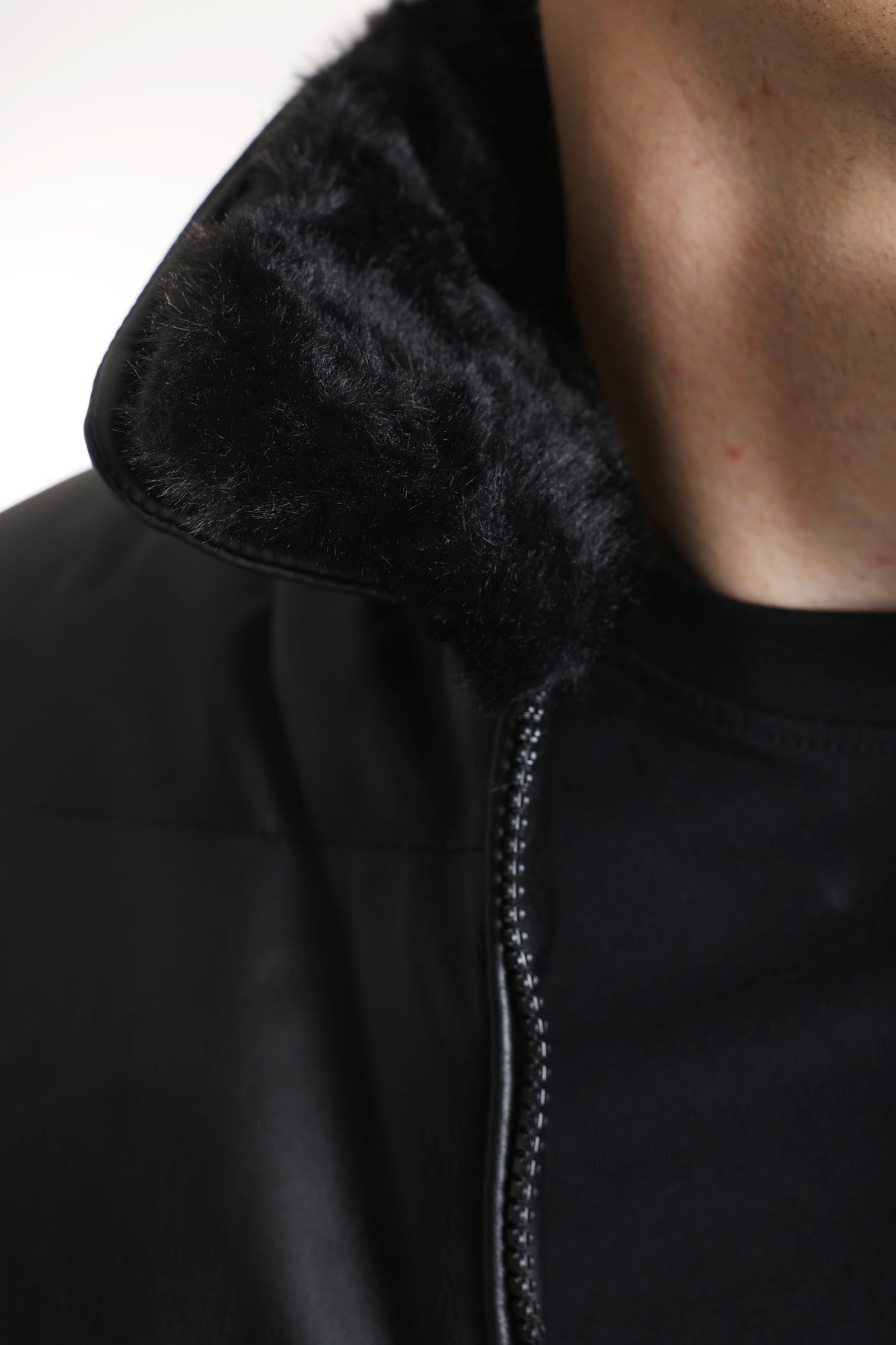 Veste matelassée en similicuir - Black