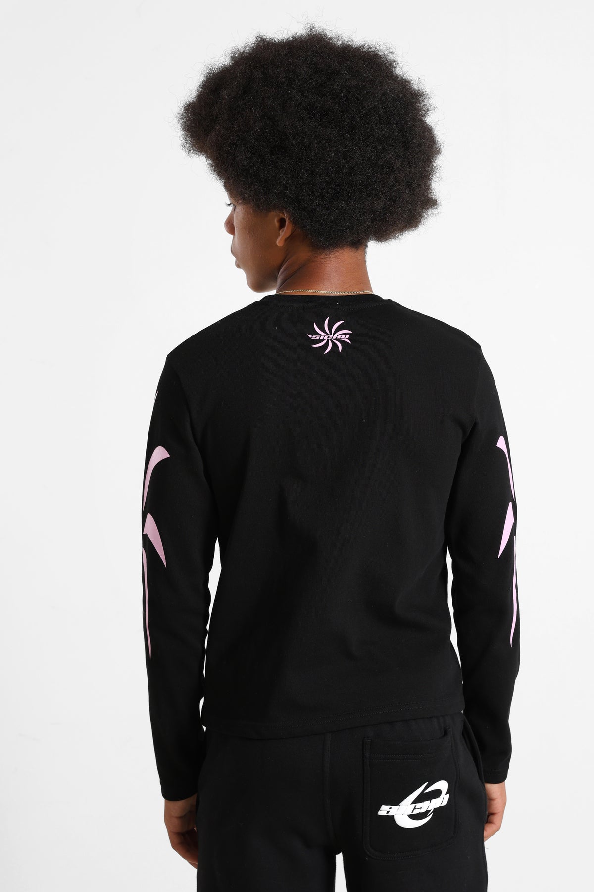 Long-sleeve shirt - Black + Pink