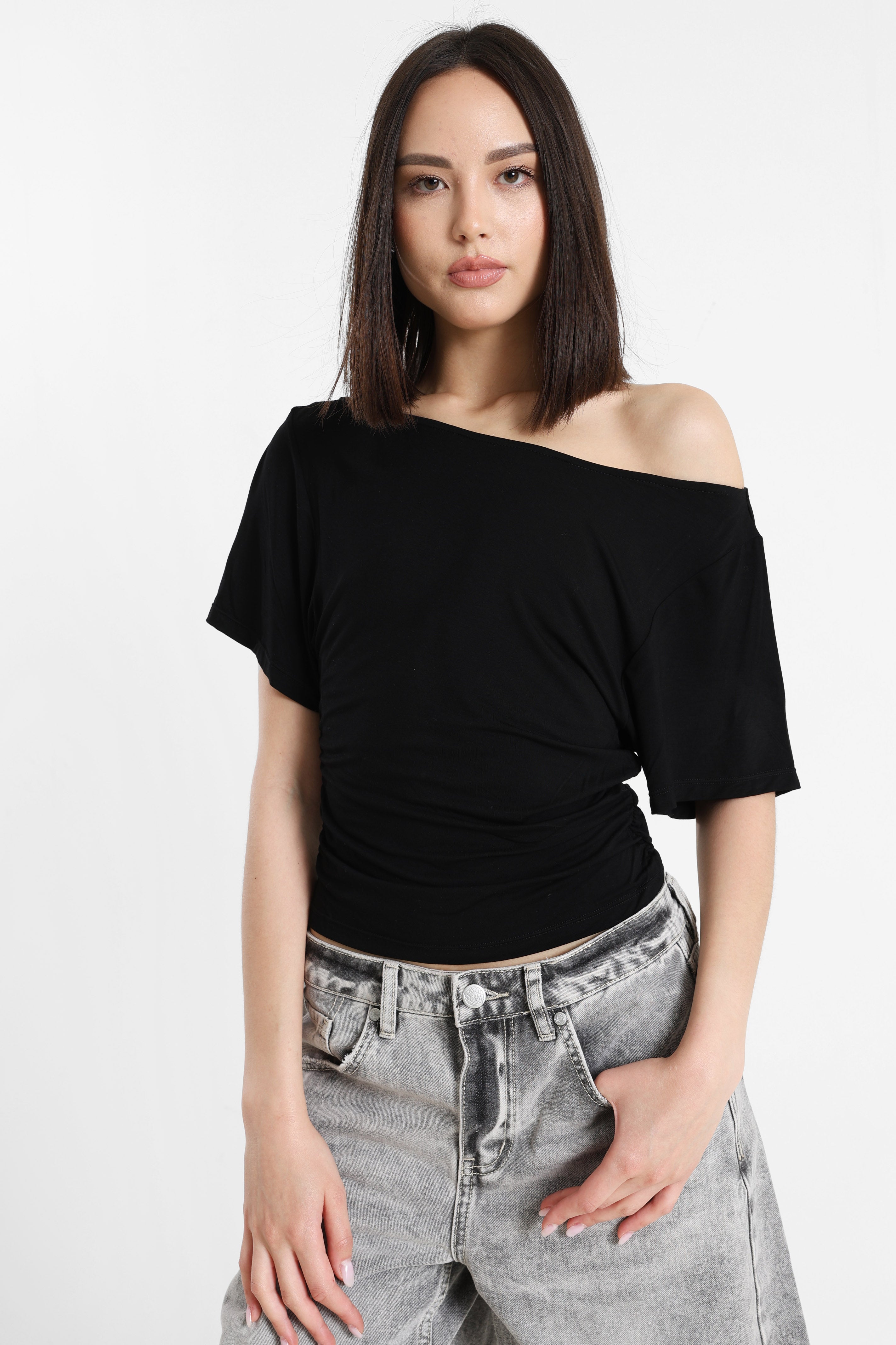 T-Shirt one shoulder - Noir