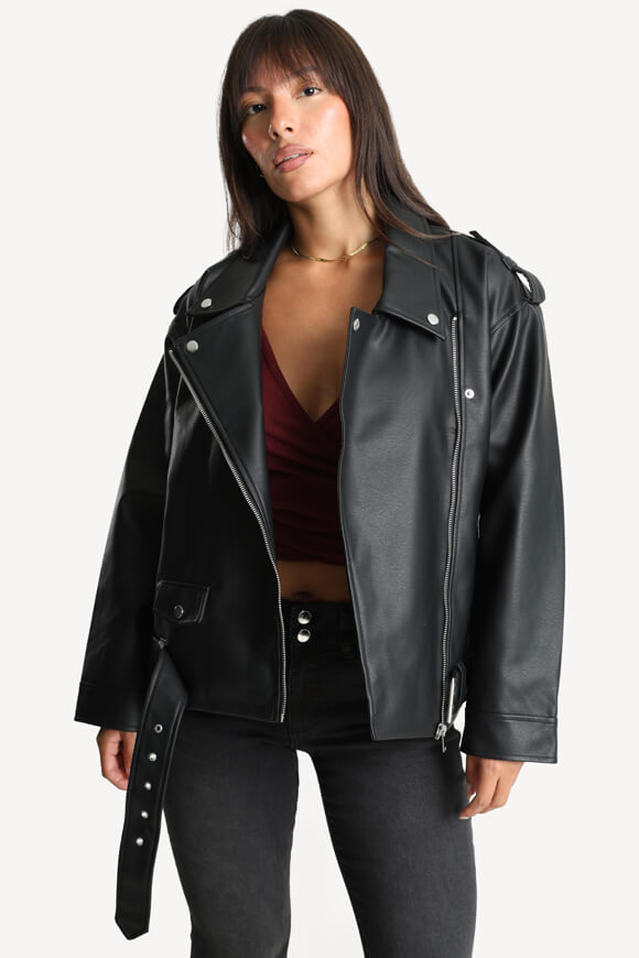 NMPAULINA Veste de motard en similicuir - Black