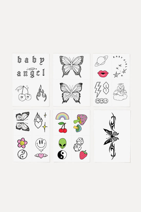 Y2K Nostalgia tattoos éphémères - Black + Multicolor