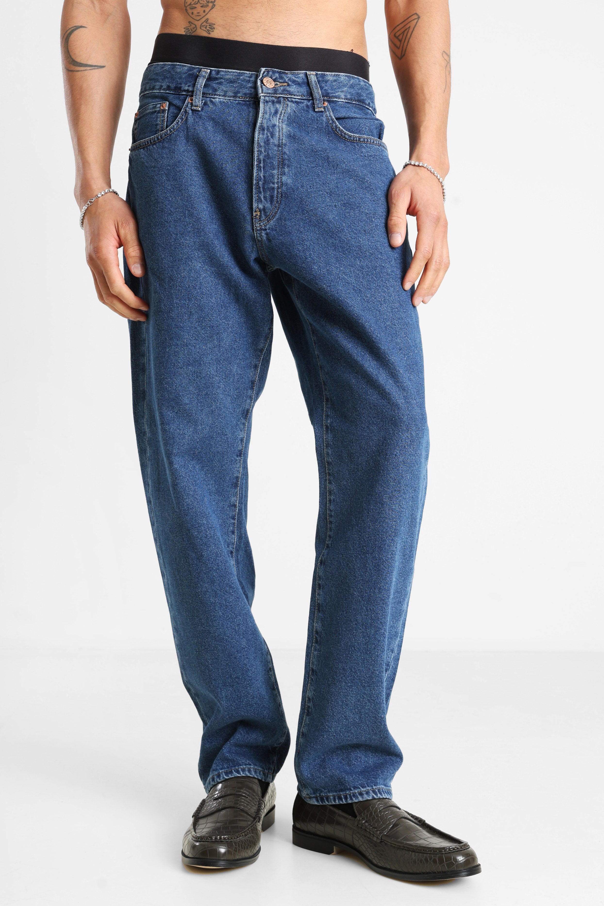 Edge Straight Loose Fit Jeans L32 - Dark Blue Denim