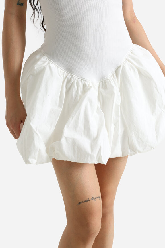 Mini dress with inner shorts - Ecru