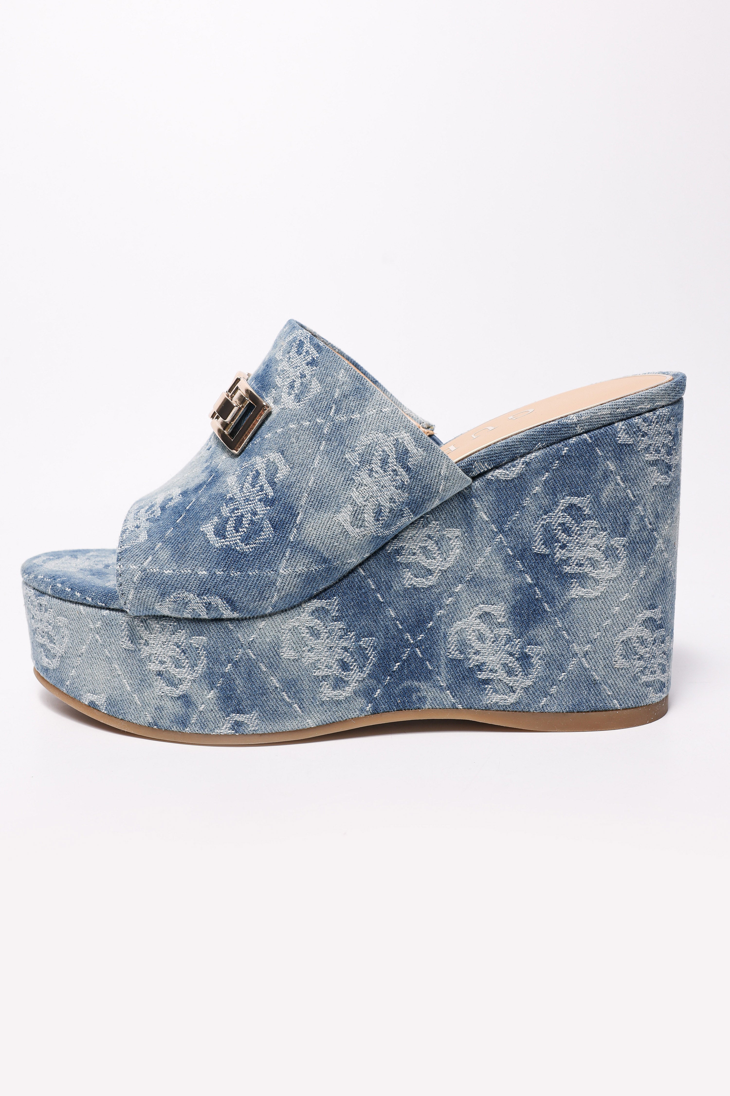 Evenza mules compensées en jean - Blue
