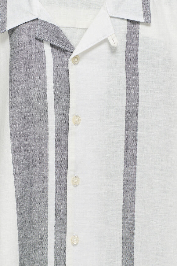 OSJCAIDEN Leinenhemd - Cloud Dancer + Dress Blue