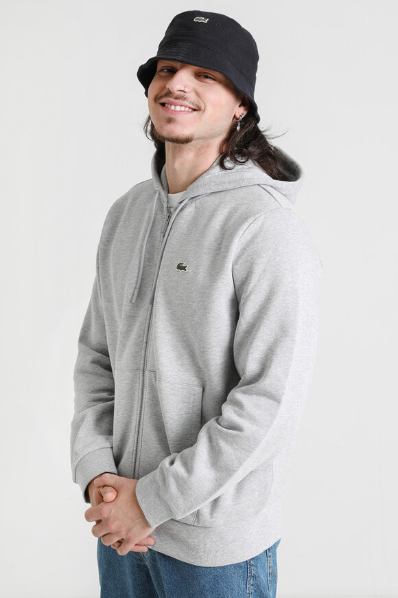 Kapuzensweatjacke - Hellgrau meliert