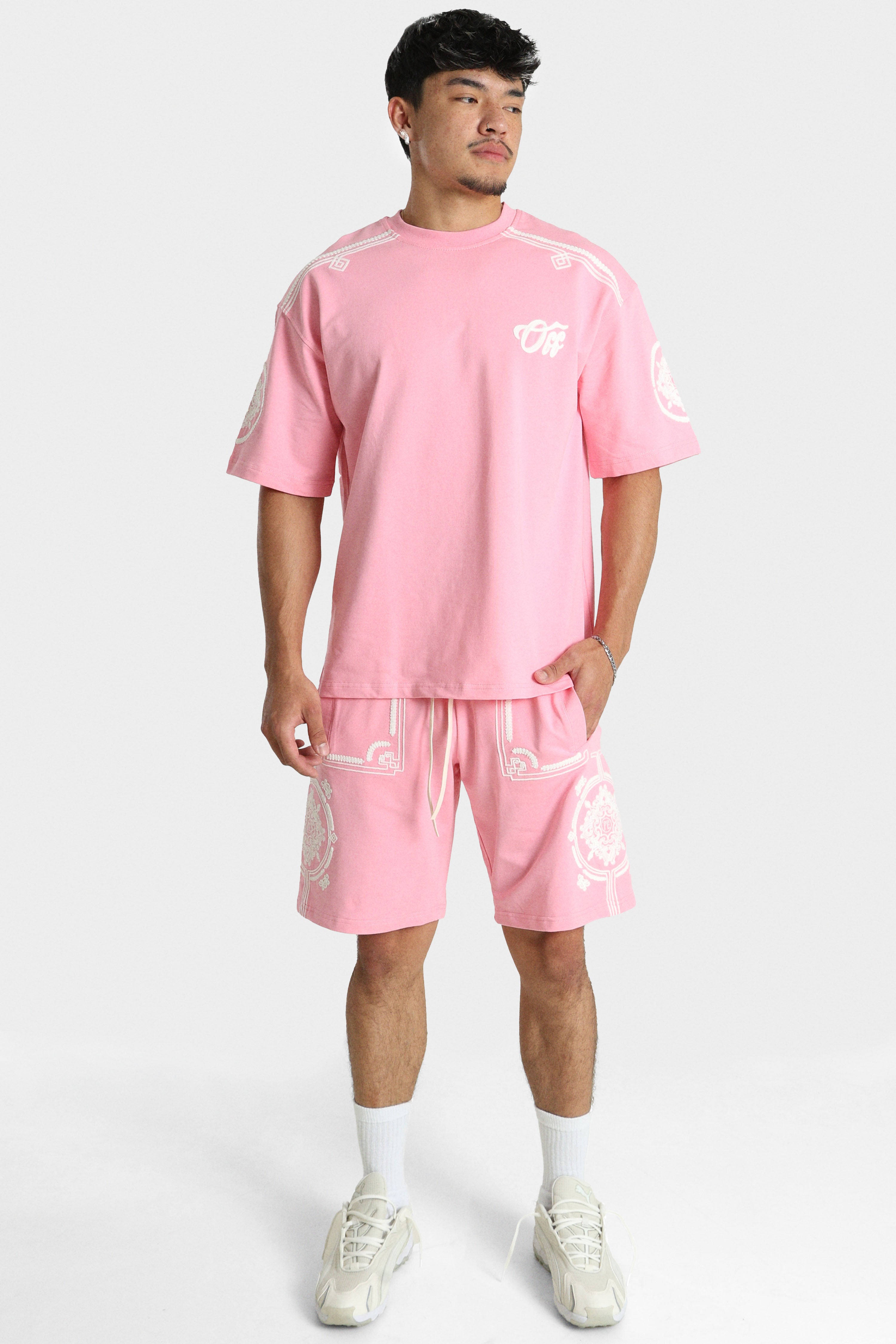 Sweatshort - Pink + White