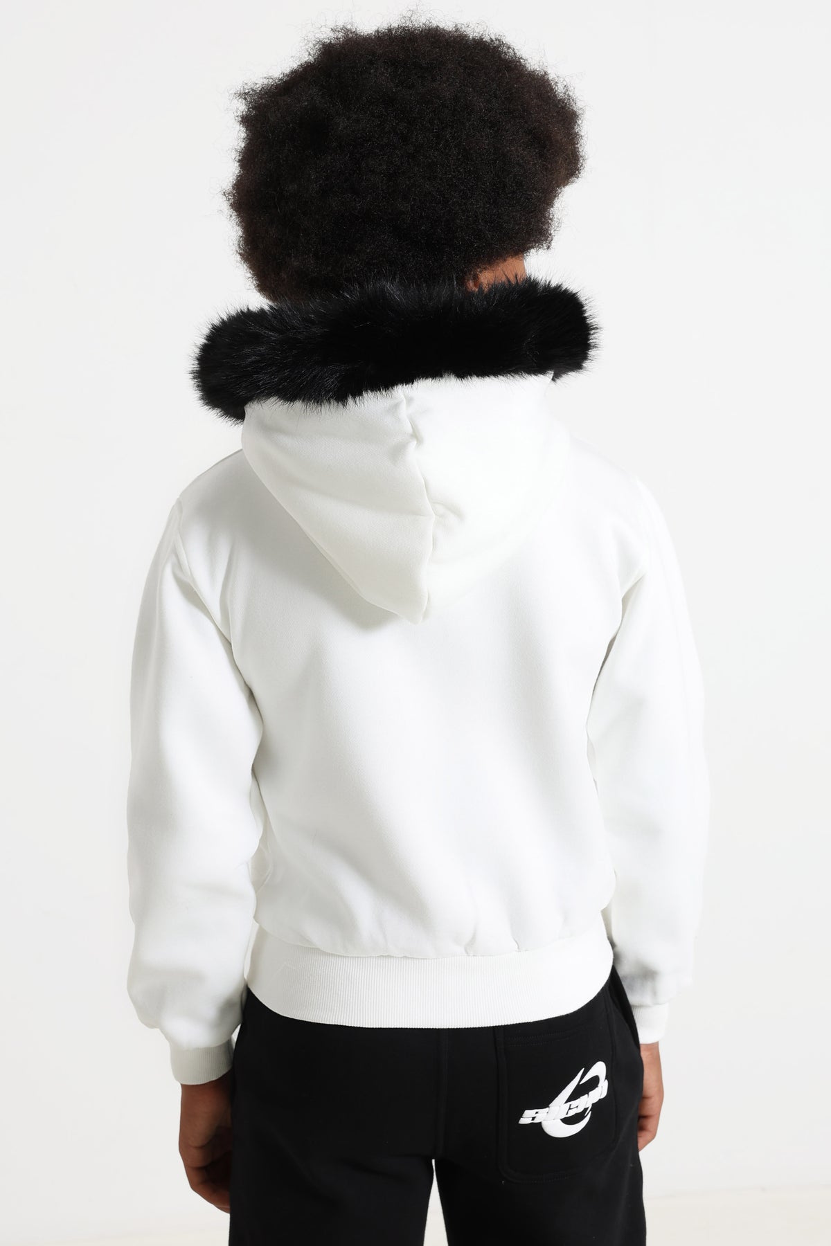 Sweat zippé à capuchon - Ecru + Noir