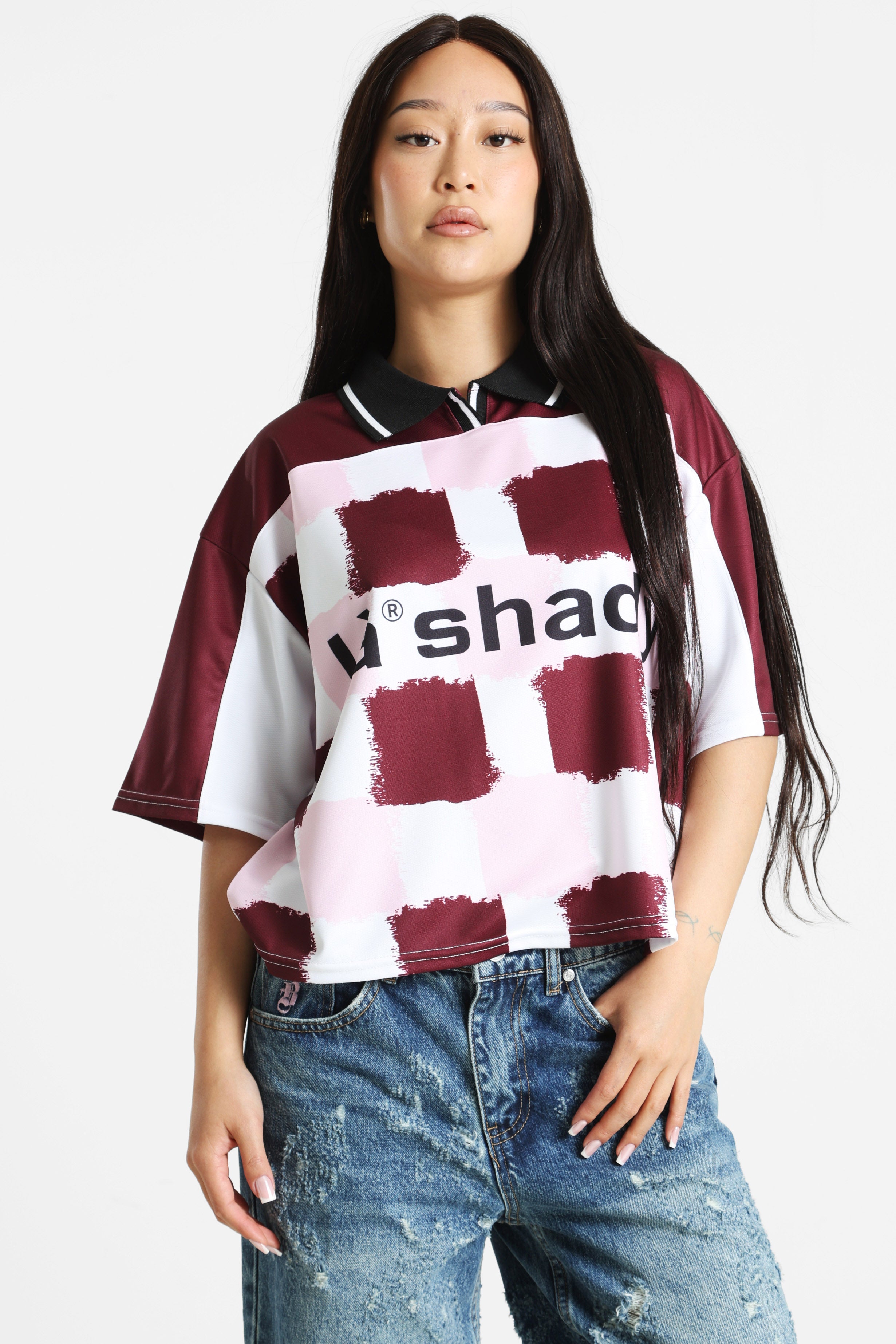 Oversize T-Shirt - Bordeaux + Blanc