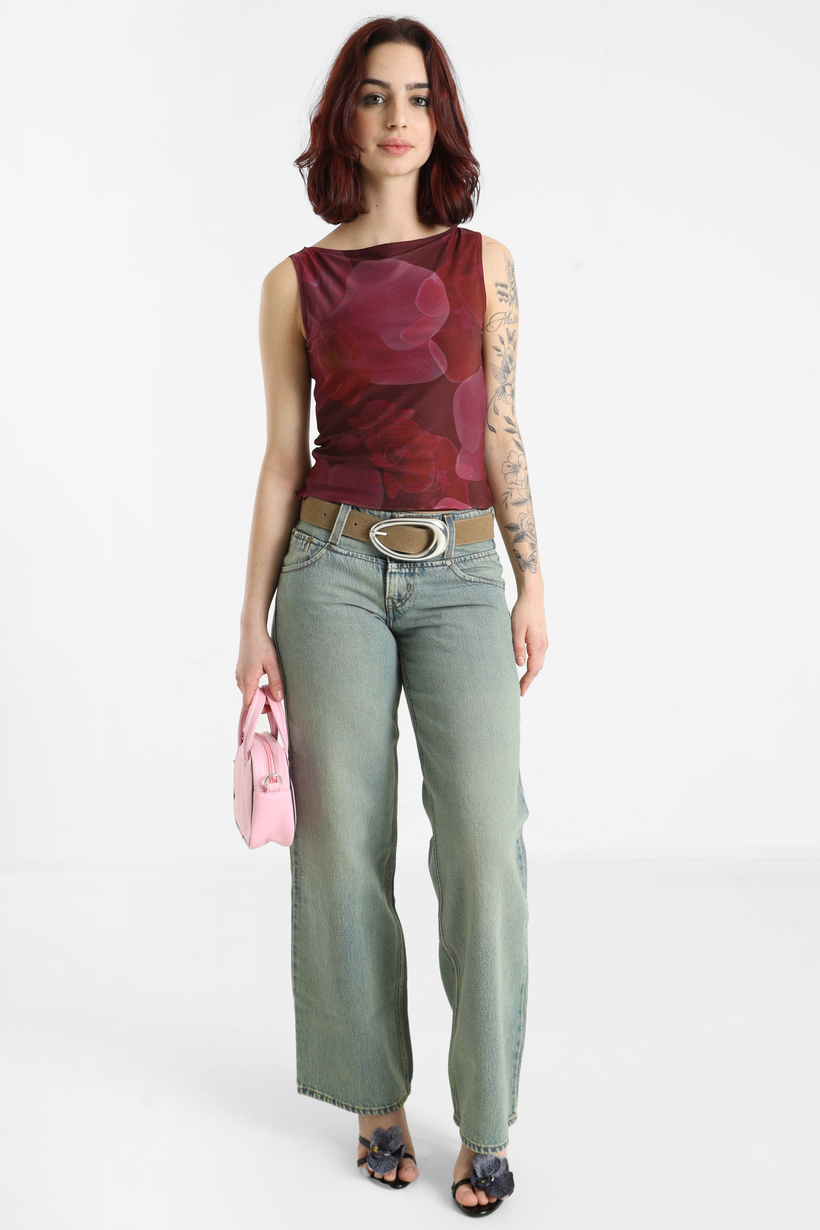 Mesh Crop Tanktop - Bordeaux