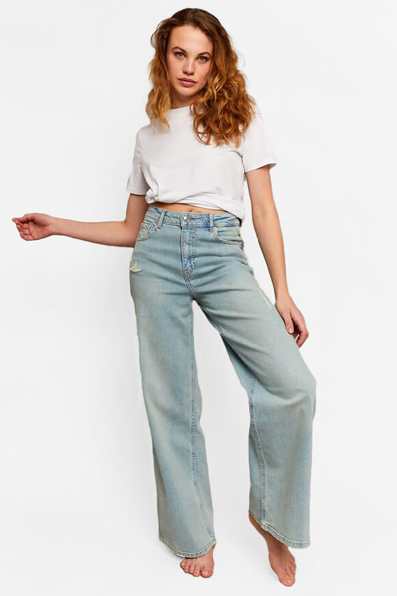 High Waist Wide Leg Jeans - Light Blue Used