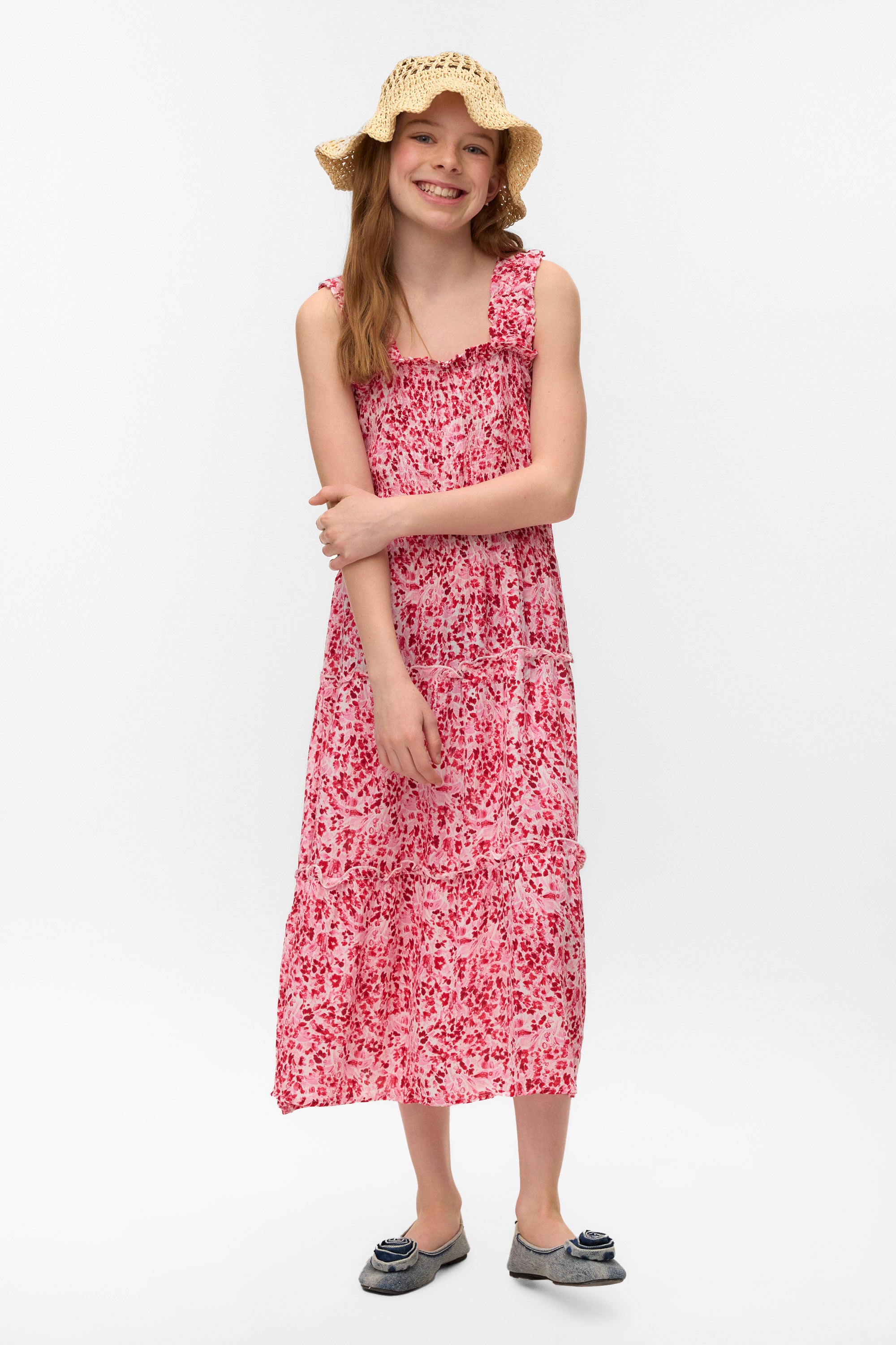 VMMENNY Midikleid - White + Coral