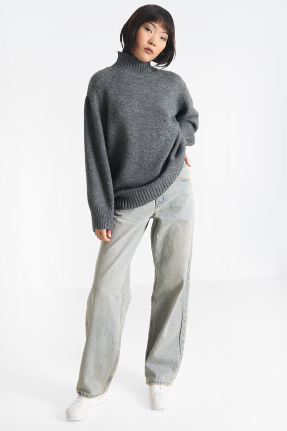 Oversize Strickpullover - Dunkel Grau meliert