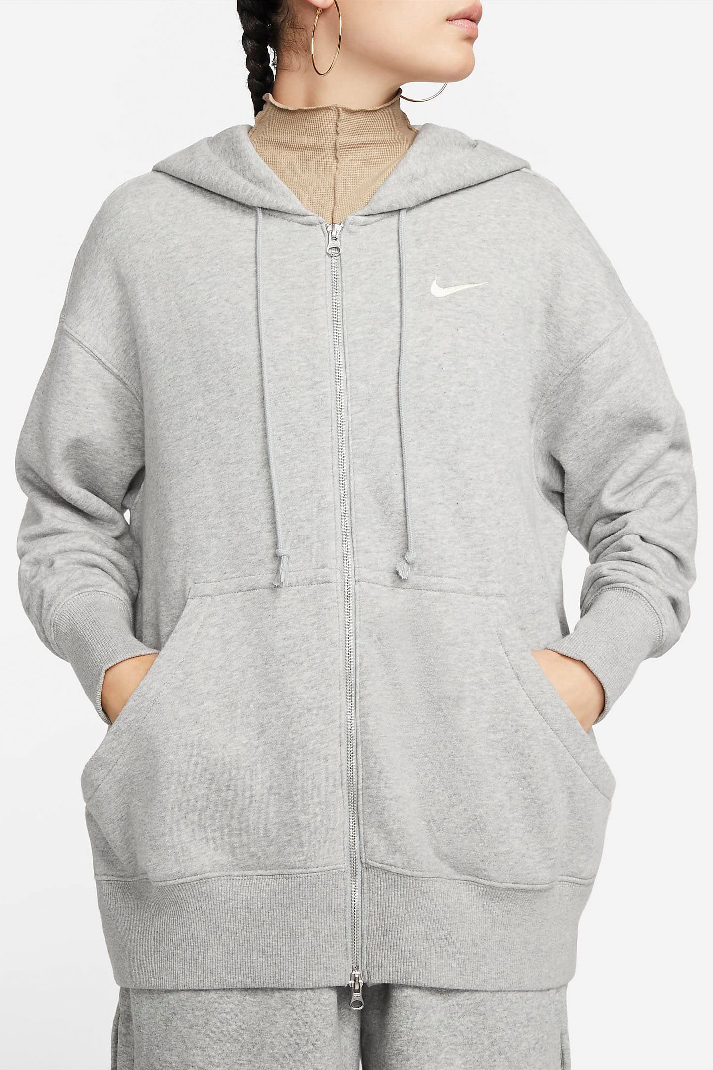 Sportswear Phoenix Fleece felpa ampia con zip e cappuccio - Grey Heather