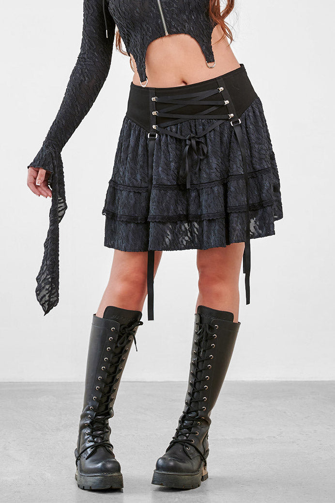 Strukturierter Minirock - Black
