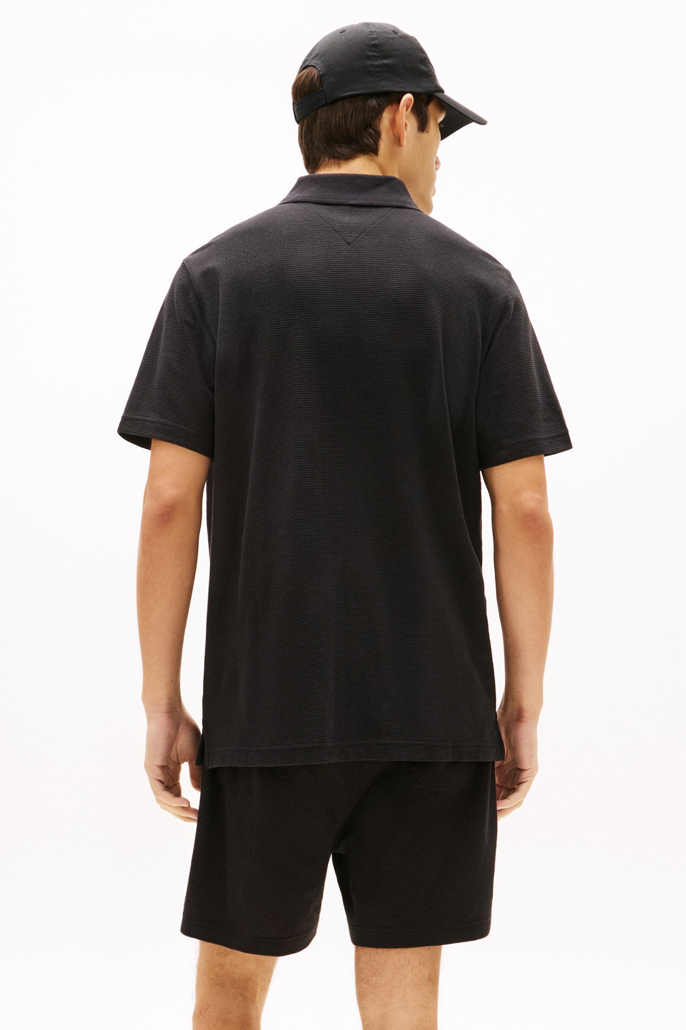 Poloshirt mit Waffelstruktur - Black