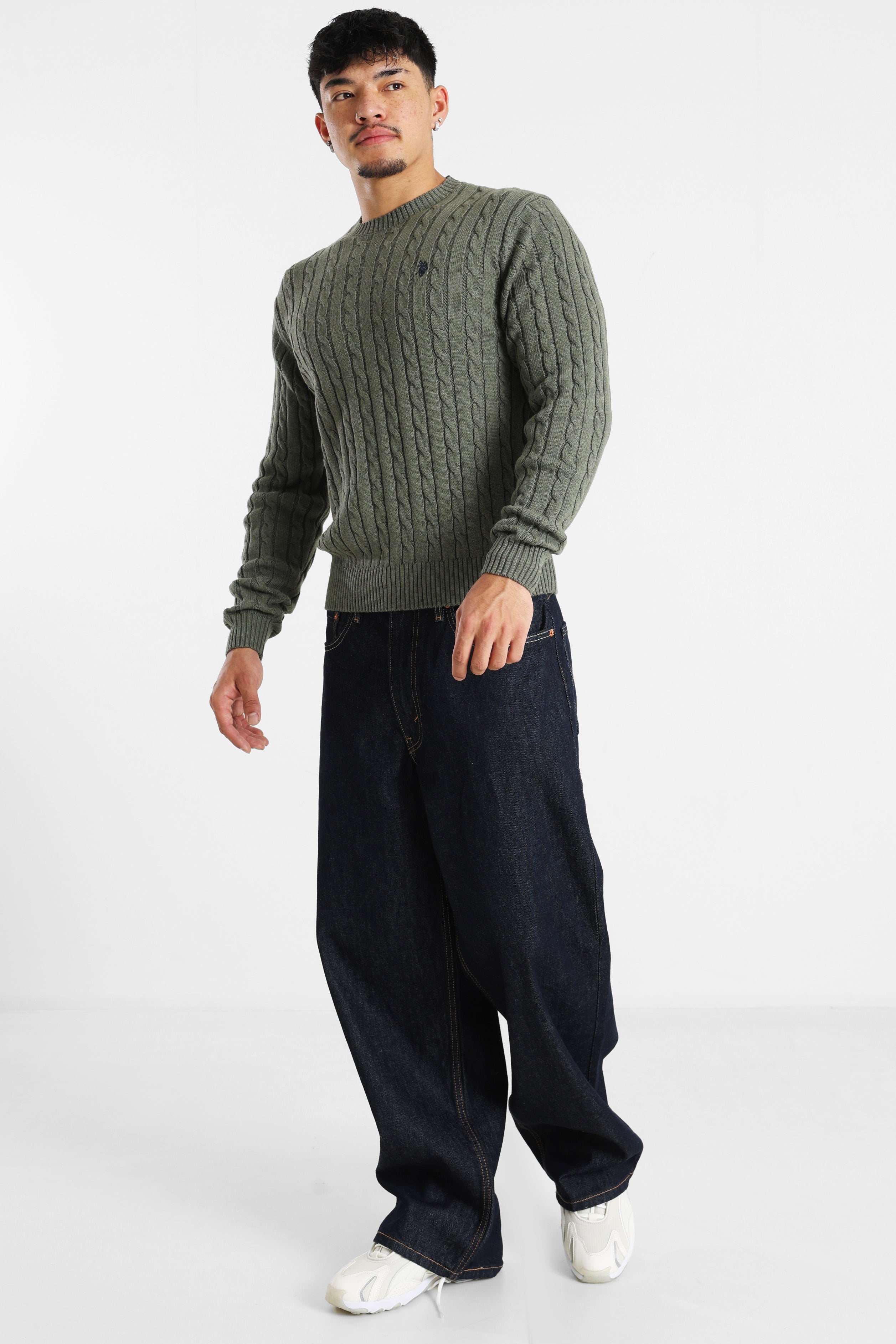 Bert knitted sweater - Olive Heather