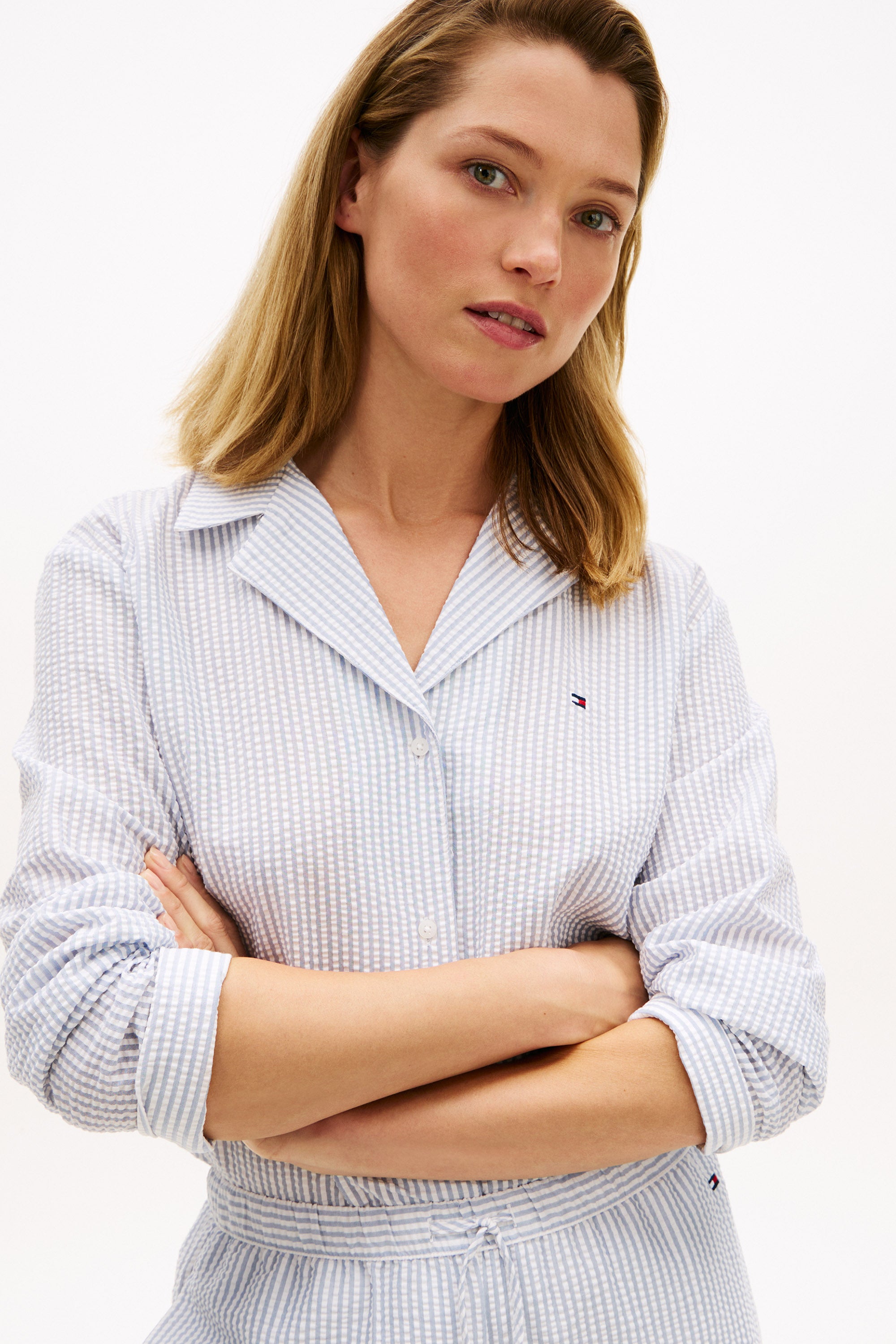 Hemd aus Seersucker - Ithaca Brisk Blue