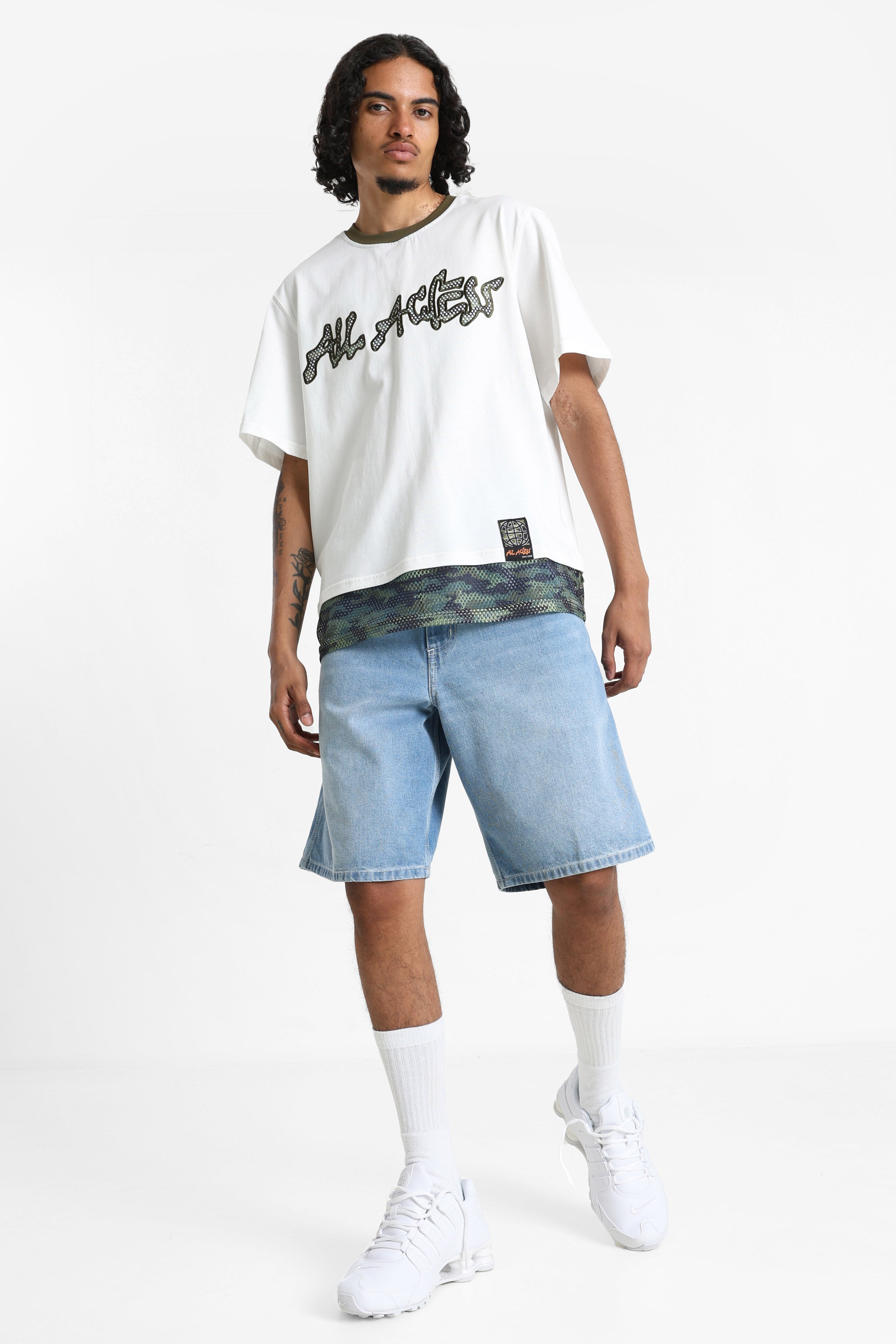 T-Shirt - Weiss + Grün Camouflage