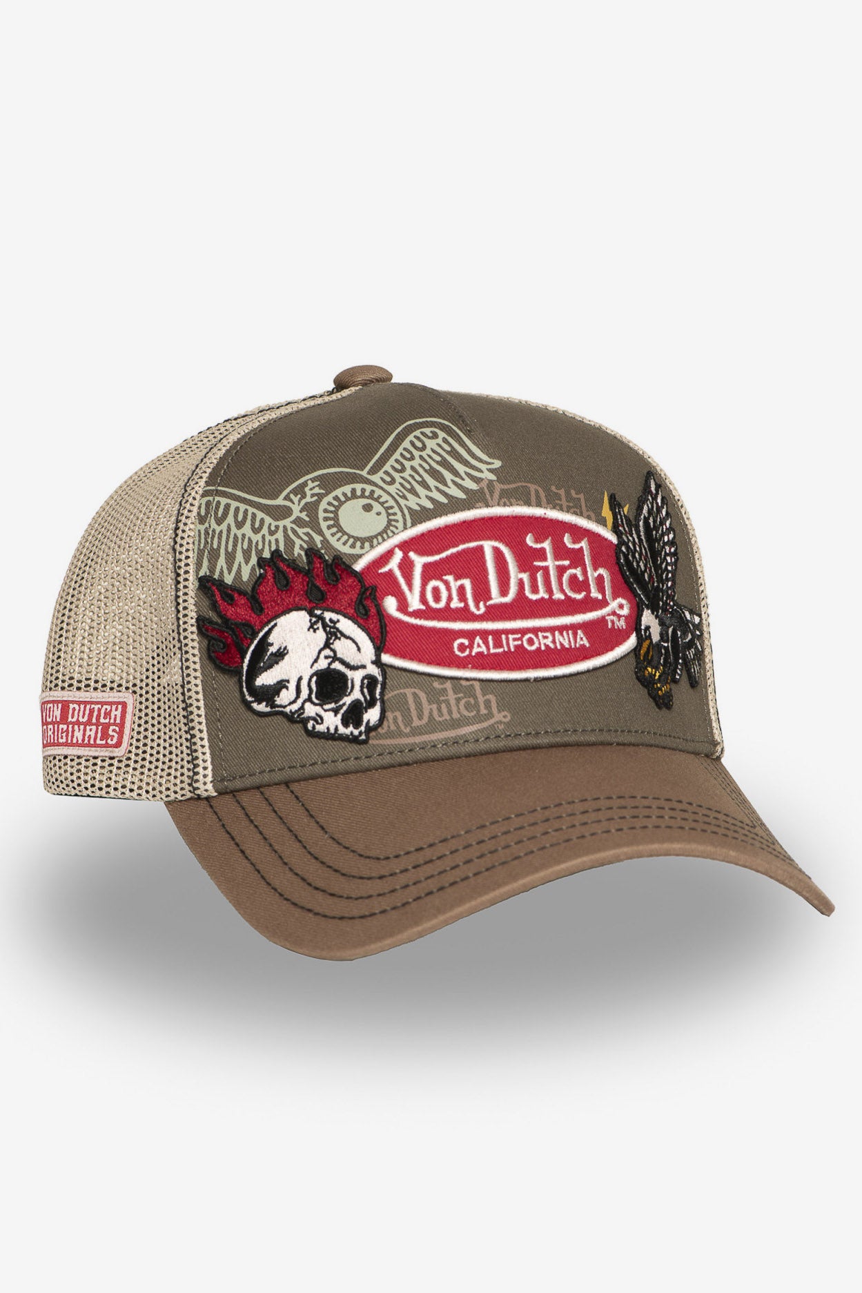 Trucker Cap / Snapback - Grey + Beige + Brown