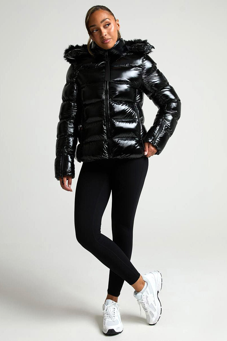 Virnaro Pufferjacke in Glanz-Optik - Black