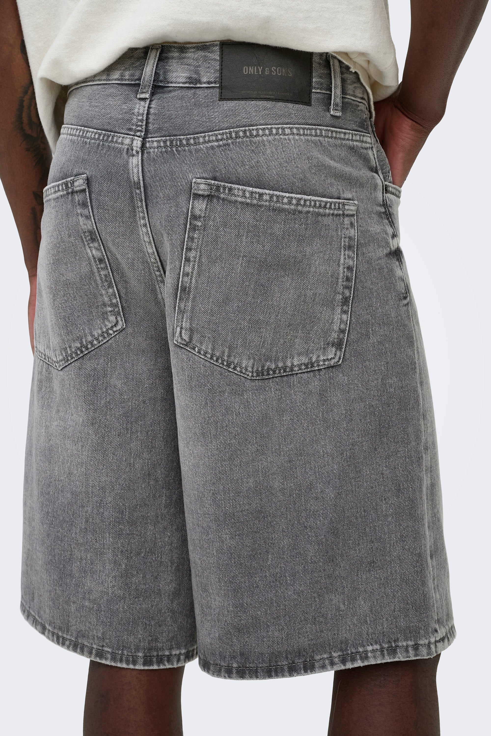 ONSCARL balloon fit denim bermuda shorts - Medium Grey