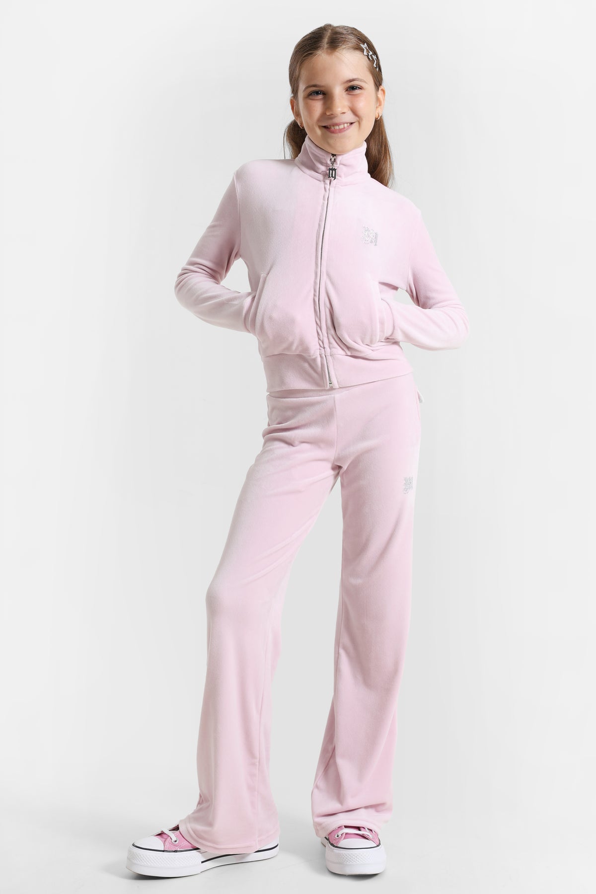 Samt Crop Jacke - Hell Pink