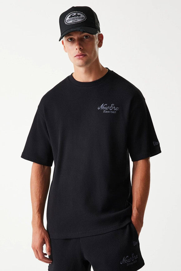 Oversized T-shirt with waffle texture - Black
