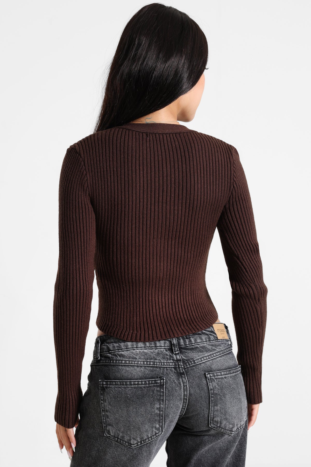 Crop Cardigan - Dunkelbraun