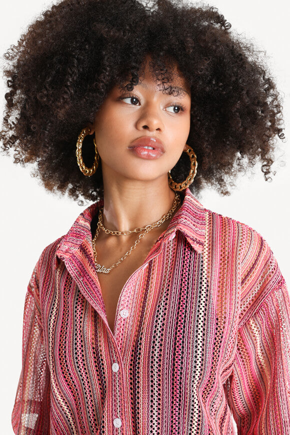 Camicia oversize all'uncinetto - Rose